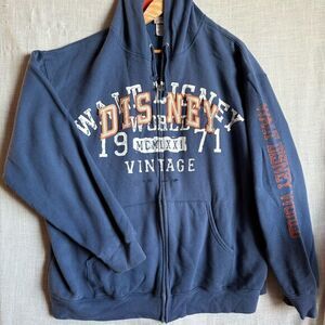 Vintage Walt Disney World Mens Thick Full Zip Hoodie XXL Graphic Preppy Logo Y2K